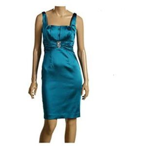 CALVIN KLEIN stretch satin sleeveless dress, Teal, SIZE 6